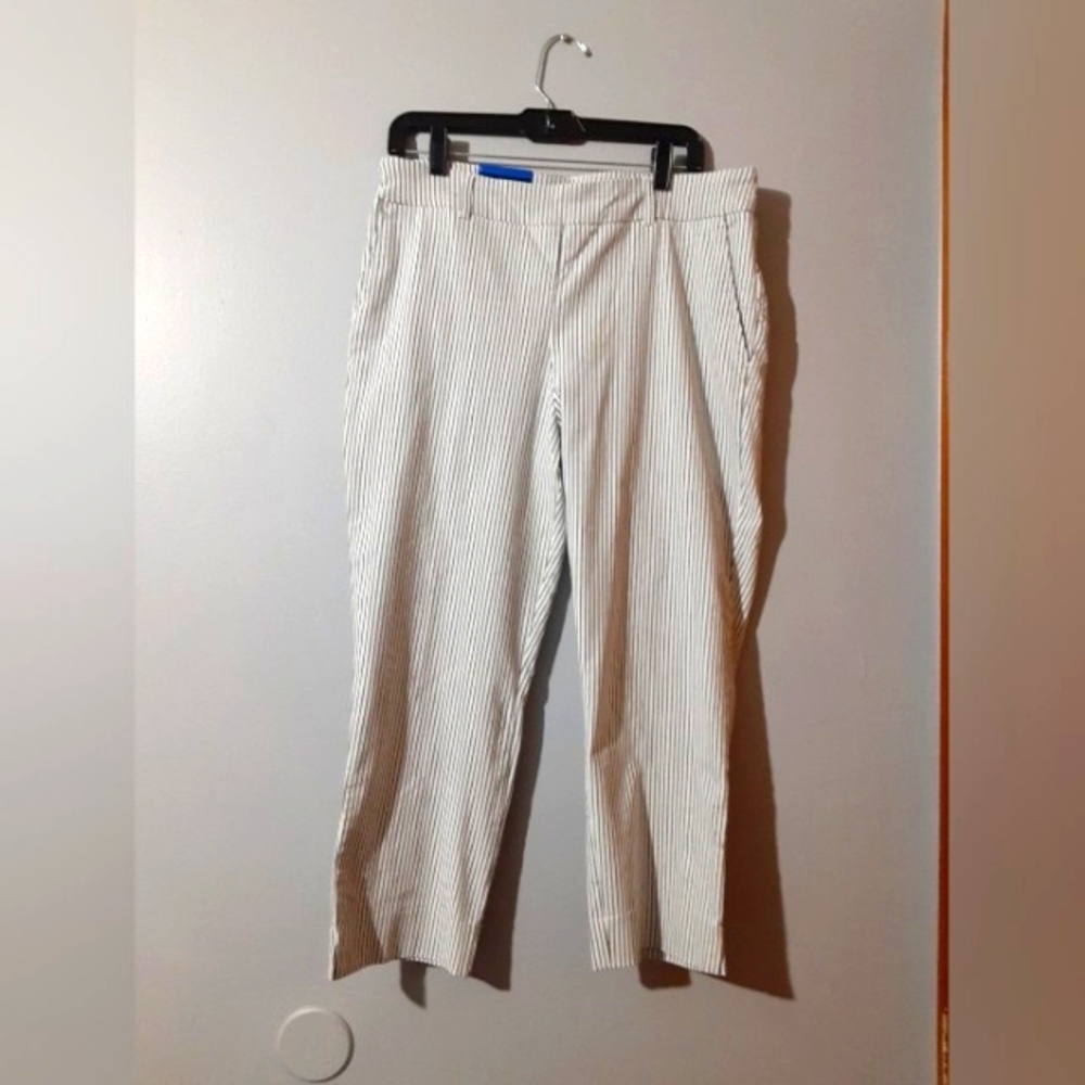 Hilary Radley NWT Women's Cropped Stripe Pants Blue Size L Nautica Preppy